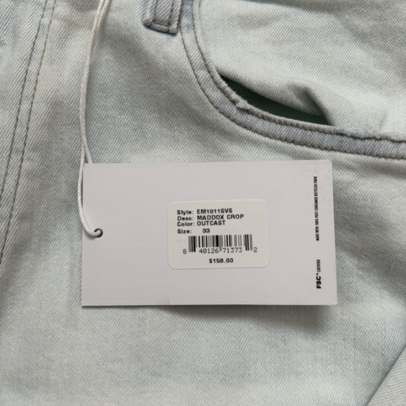 EDWIN MADDOX JEANS SLIM CROP LEG  Men's Size 33x27 OUTCAST WASH NWT MSRP $158 - Picture 3 of 10